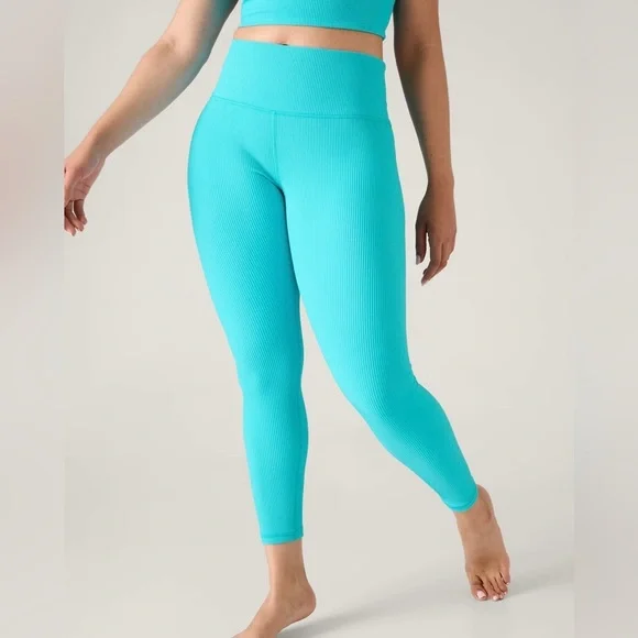 Athleta Elation Ultra High Rise Rib Legging Bora Bora/Aqua size xl - Picture 4 of 12